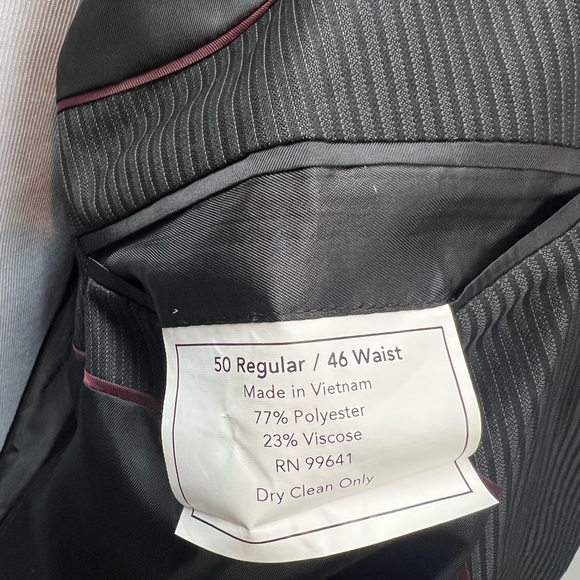 Men's Blair Underwood Black Tonal Stripe 2-Button 50R Blazer 46x27 Pants Suit - Picture 8 of 10